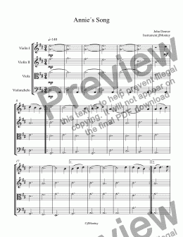 page one of Annie´s Song, Arrangement