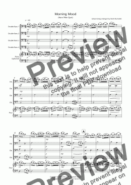 page one of Morning Mood (from Peer Gynt) for Double Bass Quartet