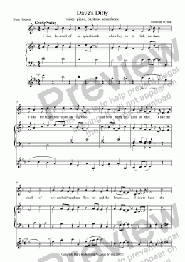 page one of Dave’s Ditty, voice, piano, baritone saxophone