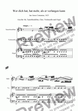 page one of Cantata 2: 5. Aria - Alto, Recorder, Vc., Choir and Og.