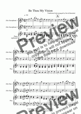 page one of Be Thou My Vision for Alto Saxophone Duet