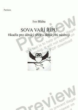 page one of SOVA VAŘÍ ŘÍPU - říkadla pro dětský sbor s dětskými nástroji (Czech words)