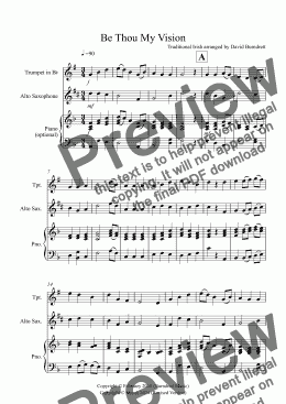 page one of Be Thou My Vision for Trumpet and Alto Saxophone Duet