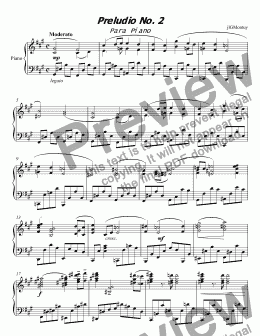 page one of Preludio No. 2, For Piano 