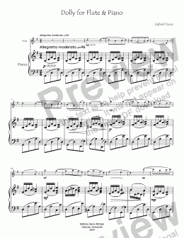 page one of Dolly Berceuse for Flute & Piano