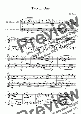 page one of Two for One - Clarinet Duet (or two solos)