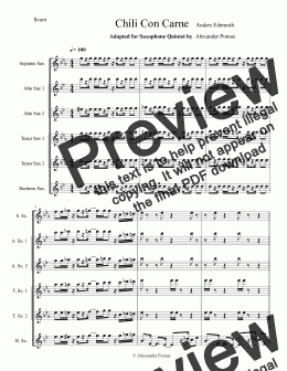 page one of Chili Con Carne - Anders Edenroth - Alexander Pomaz - Sax Quintet (S)AATTB  