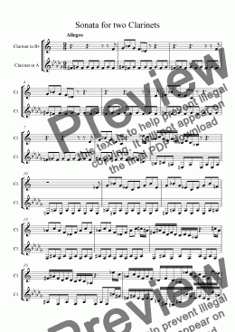 page one of Sonata for two Clarinets