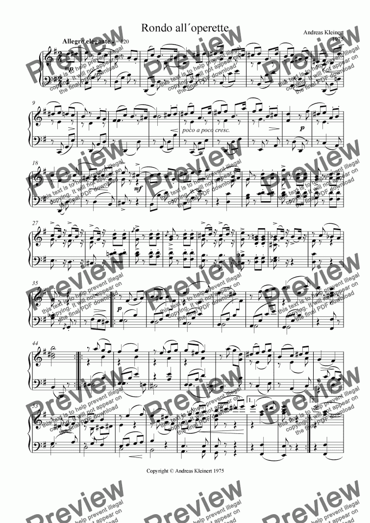 page one of Rondo all´ operette