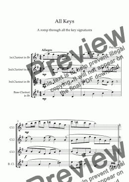 page one of All Keys - Clarinet Quartet