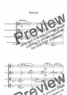 page one of Ataraxis - Clarinet Quartet