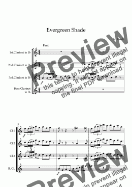page one of Evergreen Shade - Clarinet Quartet