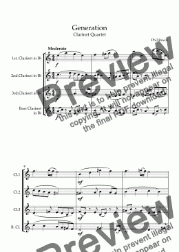 page one of Generation - Clarinet Quartet