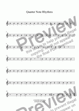 page one of Quarter note Rhythm Sheet