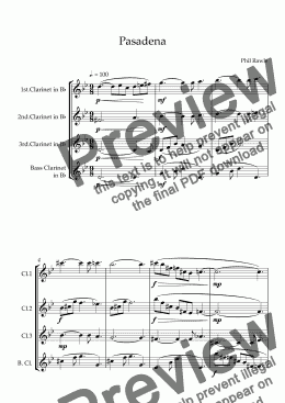 page one of Pasadena - Clarinet Quartet