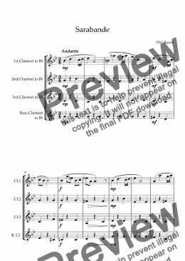 page one of Sarabande - Clarinet Quartet