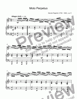page one of Paganini, Niccolo - Moto Perpetuo for trumpet Bb & piano (arr. Marsalis)