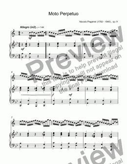 page one of Paganini, Niccolo - Moto Perpetuo for trumpet Bb & piano (arr. Nakaryakov)
