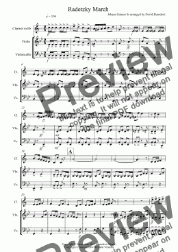 page one of Radetzky March for Clarinet, Violin and Cello Trio