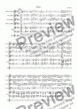 page one of Drive (Saxophone Quartet with Piano)