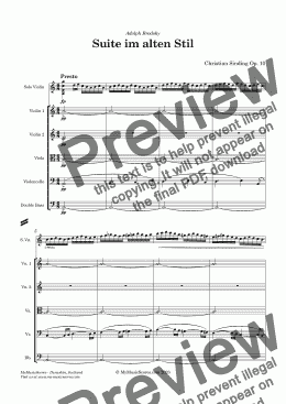 page one of Sinding Suite im alten Stil Op. 10 for Violin & String Orchestra