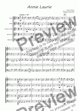 page one of Annie Laurie (for Wind Quintet)