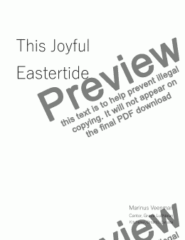 page one of This Joyful Eastertide "Vreuchten".  Easter hymn for Resurrection Sunday with soprano descant.