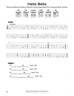 page one of Hells Bells (Really Easy Guitar)