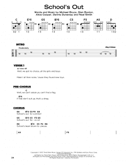 page one of School's Out (Really Easy Guitar)