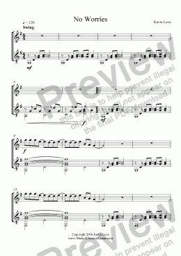 page one of No Worries (Flute and Guitar)