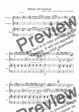 page one of William Tell Overture for Trombone Duet