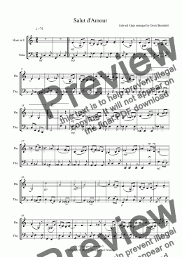 page one of Salut d'Amour for Horn and Tuba Duet