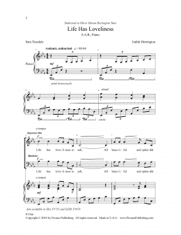 page one of Life Has Loveliness (SAB Choir)