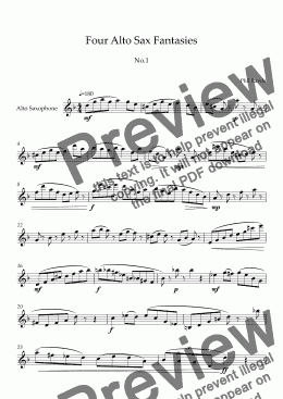page one of Four Alto Sax Fantasies - Unaccompanied solos
