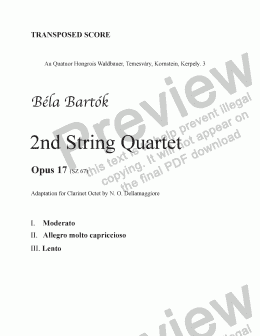 page one of 2nd String quartet  (transp. score)