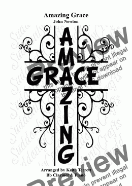 page one of Amazing Grace for Bb Clarinet & Pianoforte