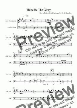 page one of Thine Be The Glory for Alto Saxophone and Double Bass Duet