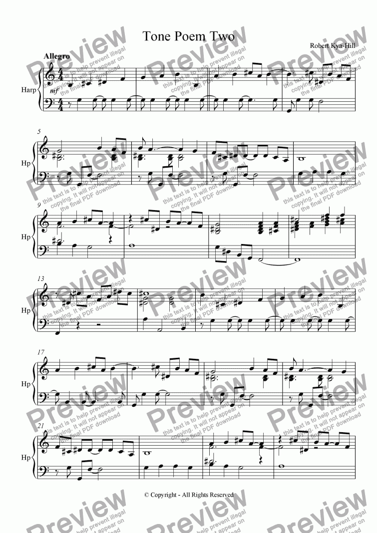 page one of Tone Poem Two [Harp]