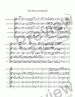 page one of Mozart Eine Kleine Nachtmusik Full score