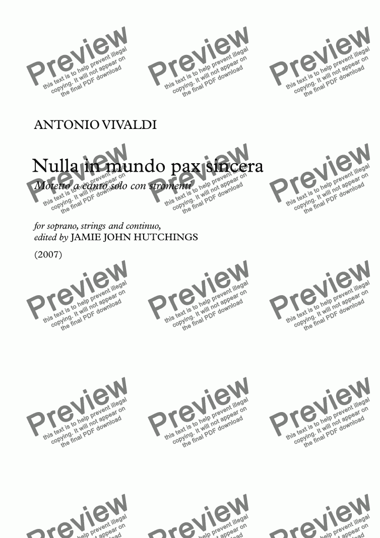 page one of Vivaldi - Nulla in mundo pax sincera (complete) [S & Orchestra]