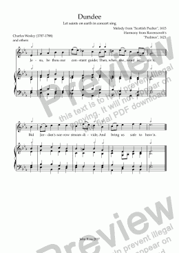 page one of Dundee (Let saints on earth in concert sing) - Descant