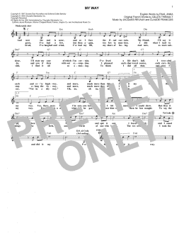 page one of My Way (Lead Sheet / Fake Book)