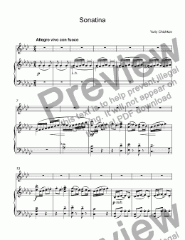 page one of Chichkov, Yuri - Sonatina for trumpet Bb & piano ( original author's Gb major edition)