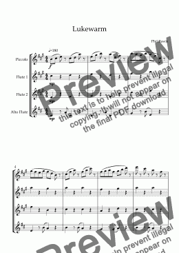 page one of Lukewarm - Flute Quartet