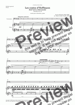 page one of OFFENBACH - Les contes d Hoffmann: "Entr'acte et Barcarolle" - Version for Cello & Piano