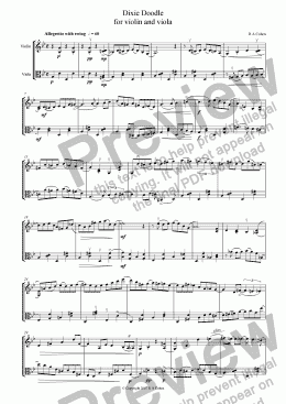 page one of DIXIE DOODLE - for violin and viola