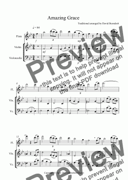 page one of Amazing Grace for Flute, Violin and Cello Trio