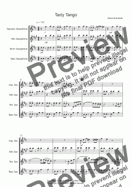 page one of Tasty Tango for Saxophone Quartet
