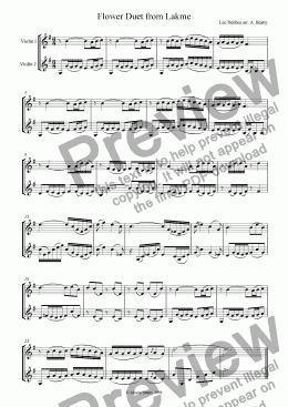 page one of Flower Duet for two violins