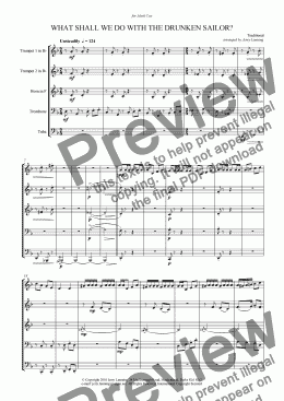 page one of What Shall We Do With The Drunken Sailor? (brass quintet)